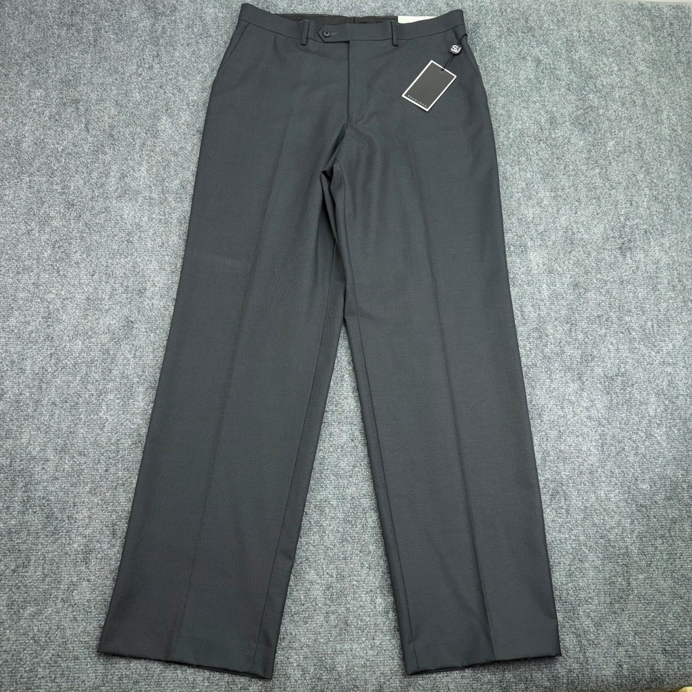 Sean John Dress Pants Mens 34x32 (Fits 34x33) Grey Flat Front Trousers